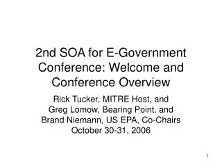 2nd SOA for E-Government Conference: Welcome and Conference Overview
