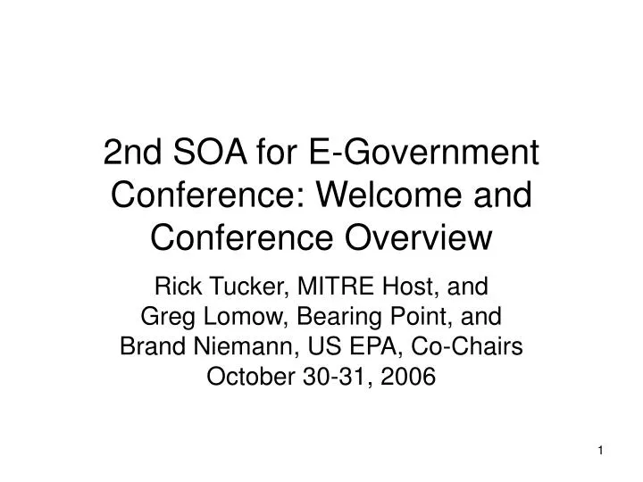 2nd soa for e government conference welcome and conference overview