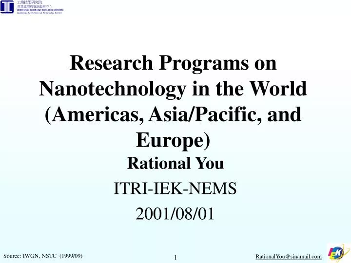 research programs on nanotechnology in the world americas asia pacific and europe