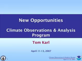New Opportunities Climate Observations &amp; Analysis Program