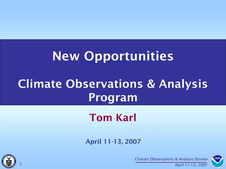 new opportunities climate observations analysis program