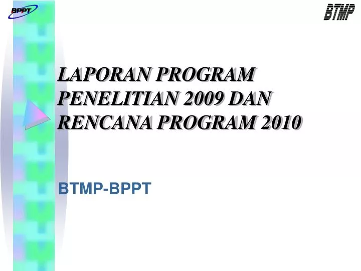 laporan program penelitian 2009 dan rencana program 2010