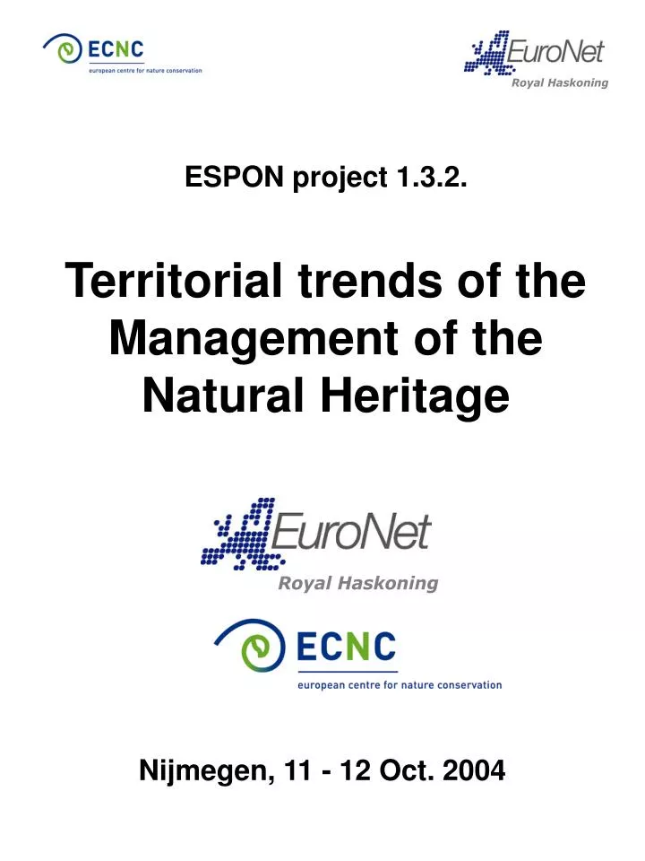 espon project 1 3 2 territorial trends of the management of the natural heritage