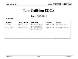 Low Collision EDCA