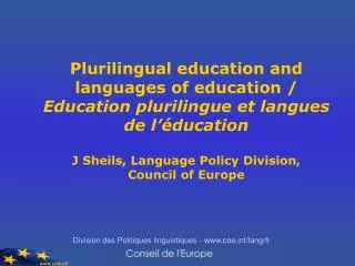 Division des Politiques linguistiques - coet/lang/fr