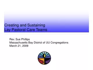 Creating and Sustaining Lay Pastoral Care Teams