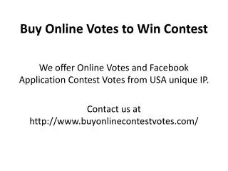 Buy Online Votes to Win Contest