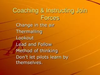 Coaching &amp; Instructing Join Forces
