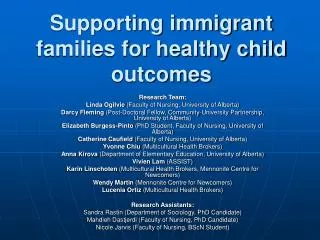 Supporting immigrant families for healthy child outcomes