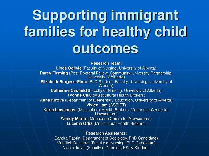 supporting immigrant families for healthy child outcomes