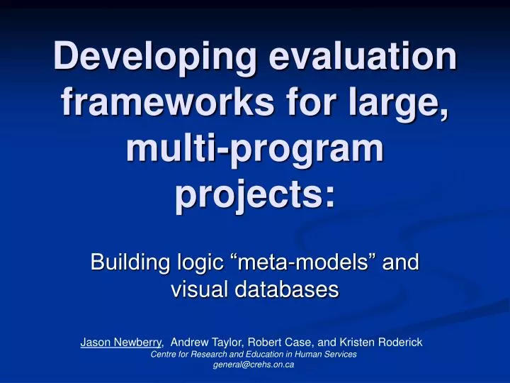 developing evaluation frameworks for large multi program projects
