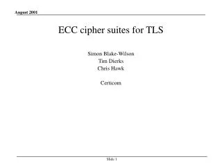 ECC cipher suites for TLS