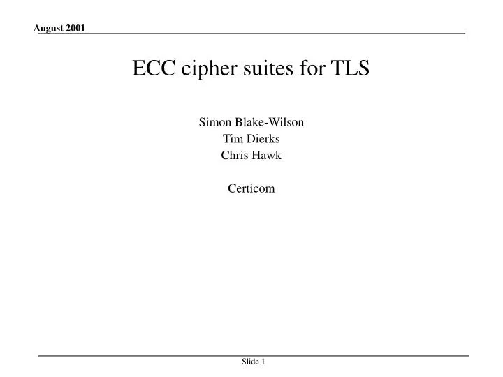 ecc cipher suites for tls