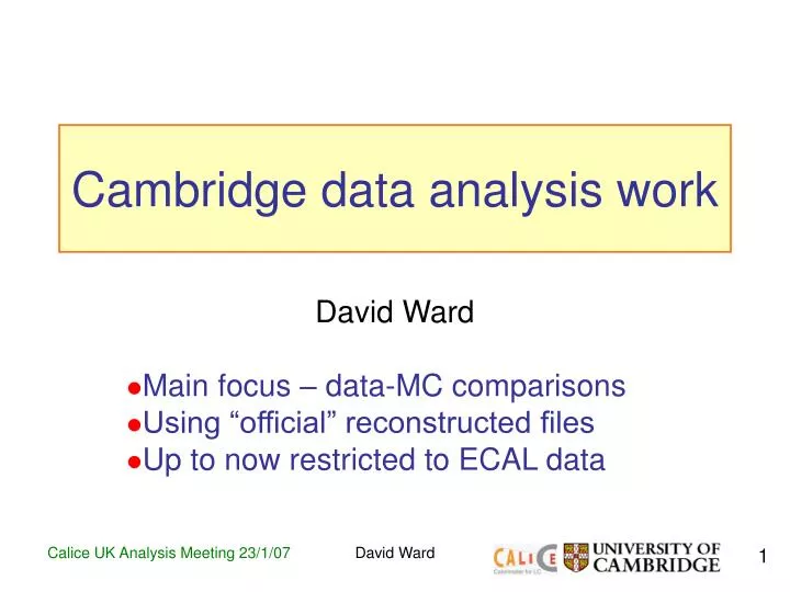 cambridge data analysis work