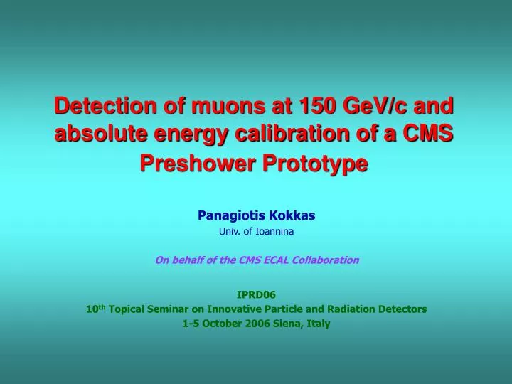 detection of muons at 150 gev c and absolute energy calibration of a cms preshower prototype