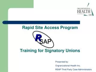 Rapid Site Access Program Training for Signatory Unions