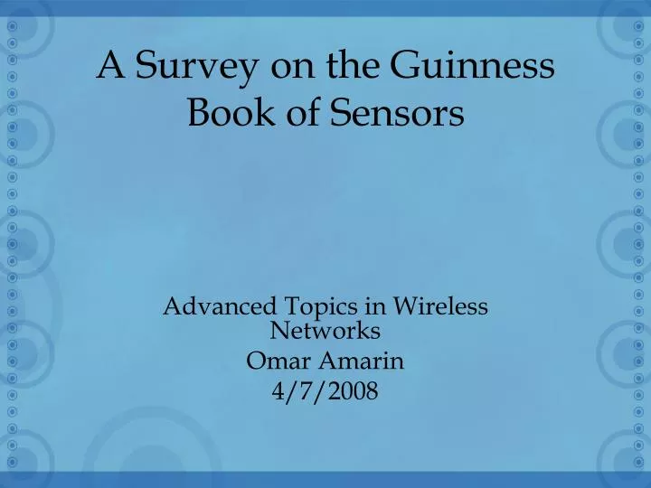 a survey on the guinness book of sensors