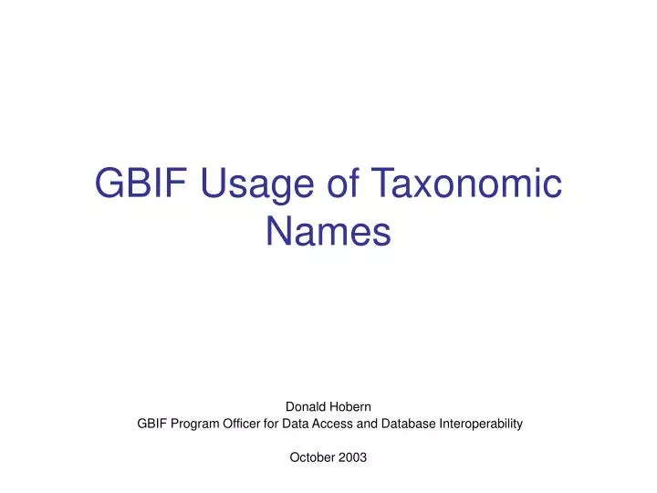 gbif usage of taxonomic names