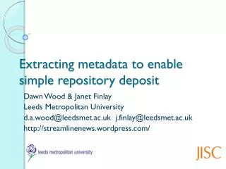 Extracting metadata to enable simple repository deposit