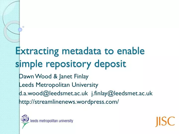extracting metadata to enable simple repository deposit