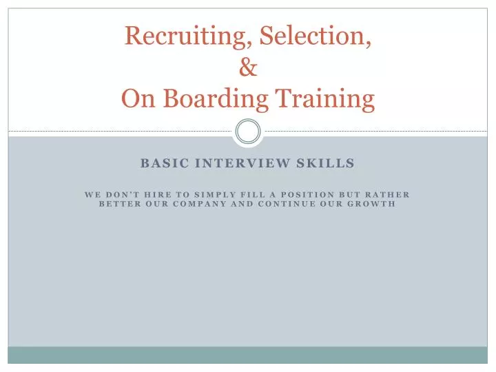 recruiting selection on boarding training