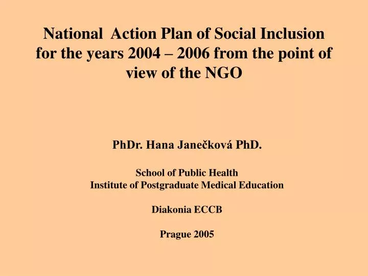 national action plan of social inclusion for the years 2004 2006 from the point of view of the ngo