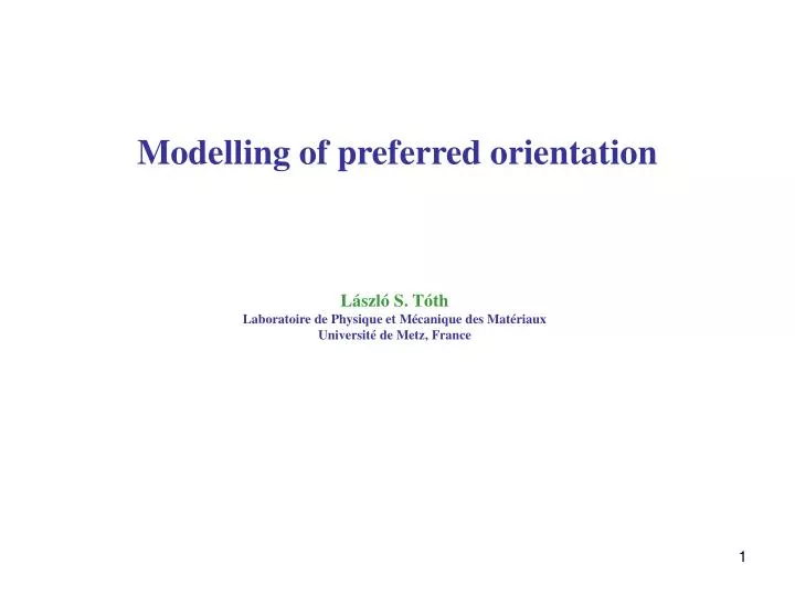 modelling of preferred orientation