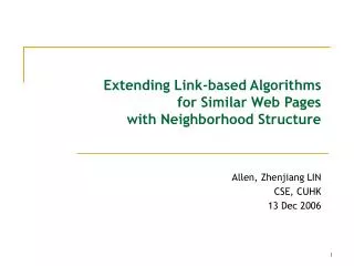 Extending Link-based Algorithms for Similar Web Pages with Neighborhood Structure