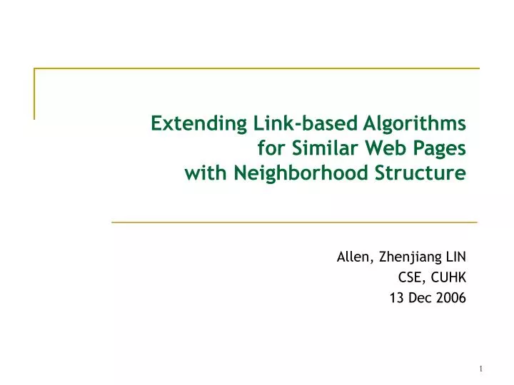 extending link based algorithms for similar web pages with neighborhood structure