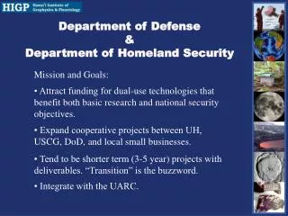 Department of Defense &amp; Department of Homeland Security