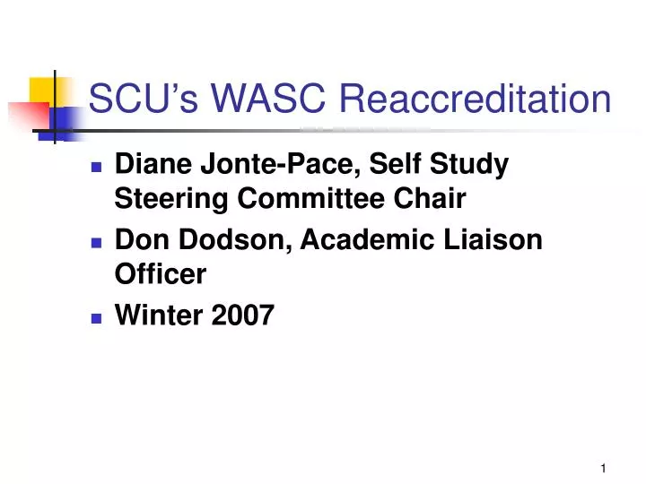 scu s wasc reaccreditation