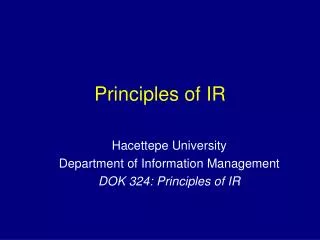 Principles of IR