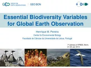 Essential Biodiversity Variables for Global Earth Observation
