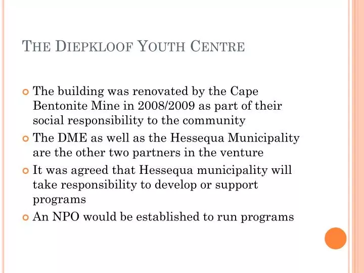 the diepkloof youth centre