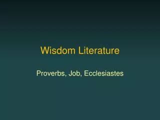 Wisdom Literature