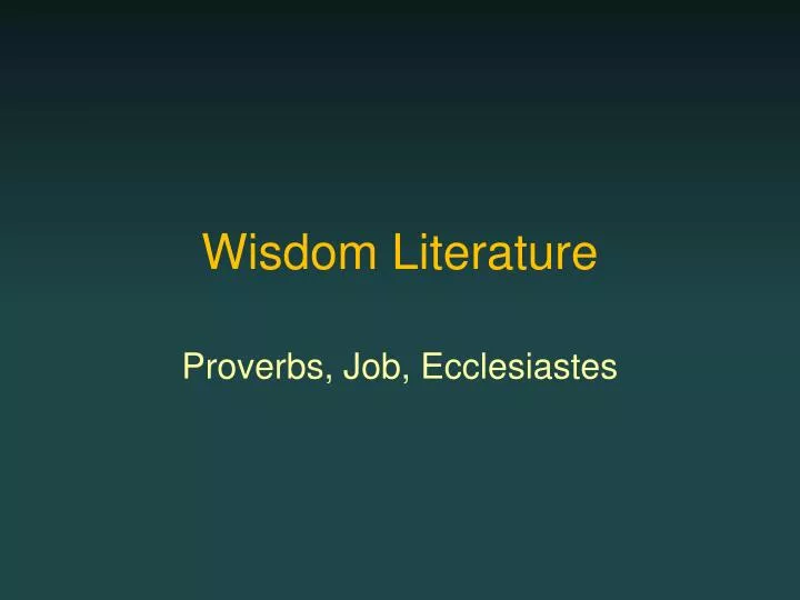 wisdom literature
