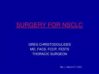 SURGERY FOR NSCLC