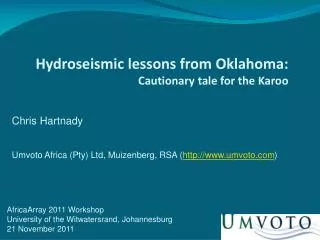 Hydroseismic lessons from Oklahoma: Cautionary tale for the Karoo