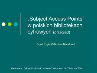 subject access points w polskich bibliotekach cyfrowych przegl d