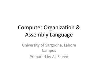 Computer Organization &amp; Assembly Language