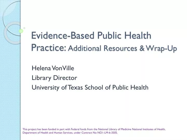 evidence based public health practice additional resources wrap up