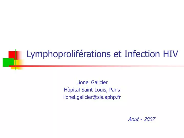 lymphoprolif rations et infection hiv