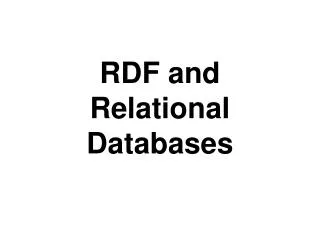 RDF and Relational Databases