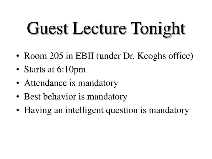 guest lecture tonight