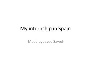 My internship in Spain