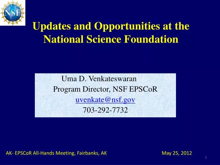 updates and opportunities at the national science foundation
