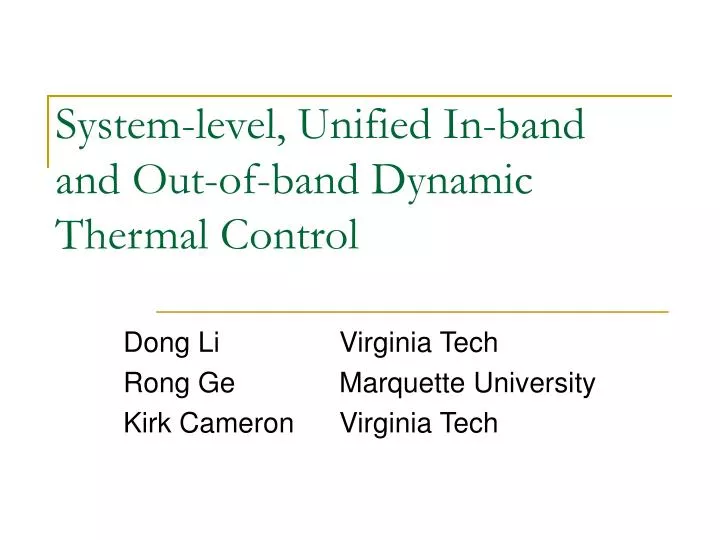 system level unified in band and out of band dynamic thermal control