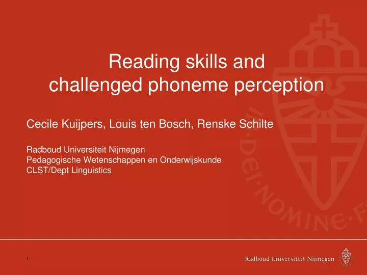 reading skills and challenged phoneme perception