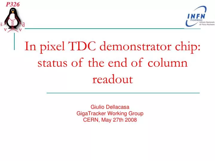 in pixel tdc demonstrator chip status of the end of column readout