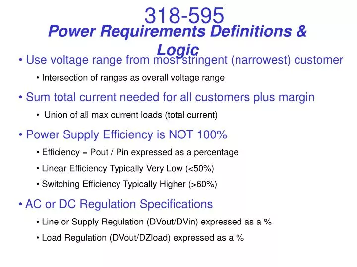 power requirements definitions logic